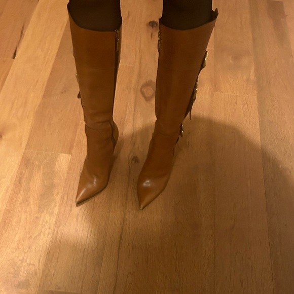 CESARE PACIOTTI RANDALL COGNAC LEATHER KNEE HIGH BOOTS - Picture 11 of 11